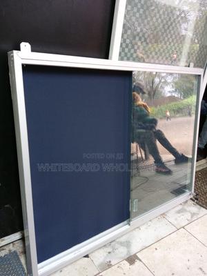 Glass Sliding Noticeboard 5ft X 3ft – Grey for Administration - main view