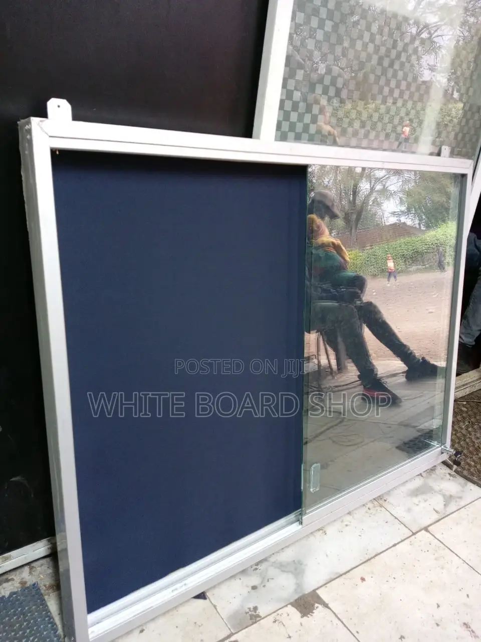 Glass Sliding Noticeboard 5ft X 3ft – Grey for Administration
