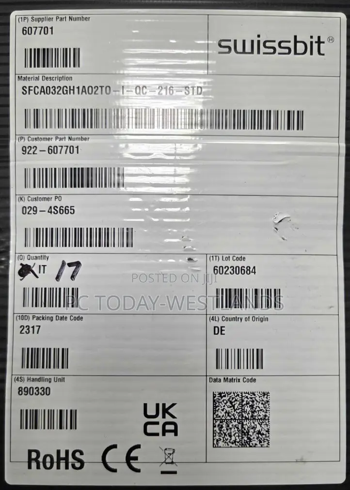 Swissbit Industrial Cfast Card, 32 Gb,Sfca032gh1ao2to-i-qc-216-std