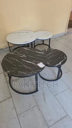 Black and White Nesting Coffee Table Marble Effect (Mdf)