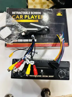 Single-Din Car 7 Inch Media Player With a Retractable Touchscreen.
