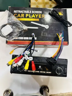 Single-Din Car 7 Inch Media Player With a Retractable Touchscreen.
