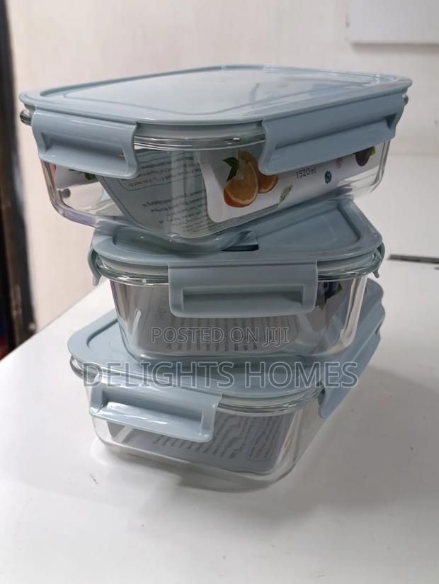 Large Borosilicate Glass Container Food Storage With Lids_haw - thumbnail 2
