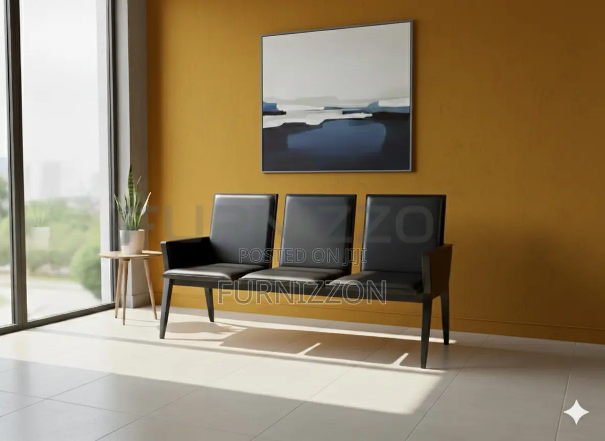 Black Pu 3 Seater Reception Chair