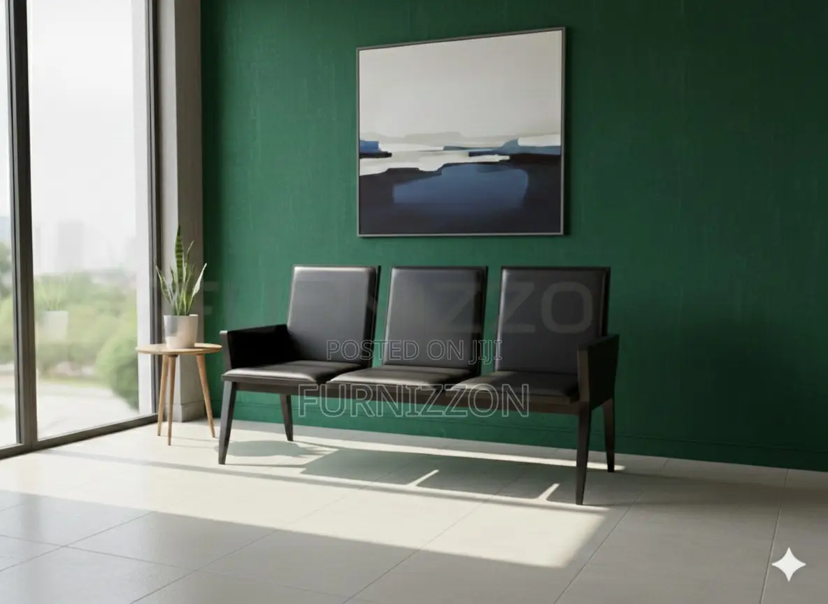 Modern Black 3 Seater Office Sofa