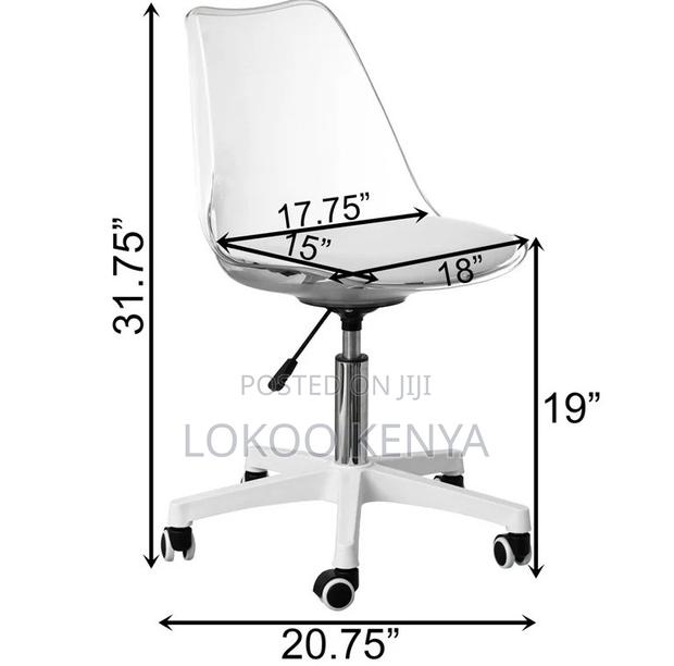 Office Chair; Transparent Eames Swivel Adjustable Office Chair - thumbnail 2