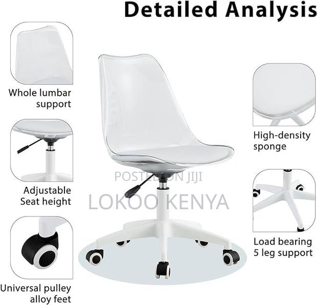 Office Chair; Transparent Eames Swivel Adjustable Office Chair - thumbnail 4