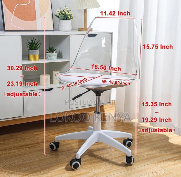 Office Chair; Transparent Eames Swivel Adjustable Office Chair - thumbnail 12