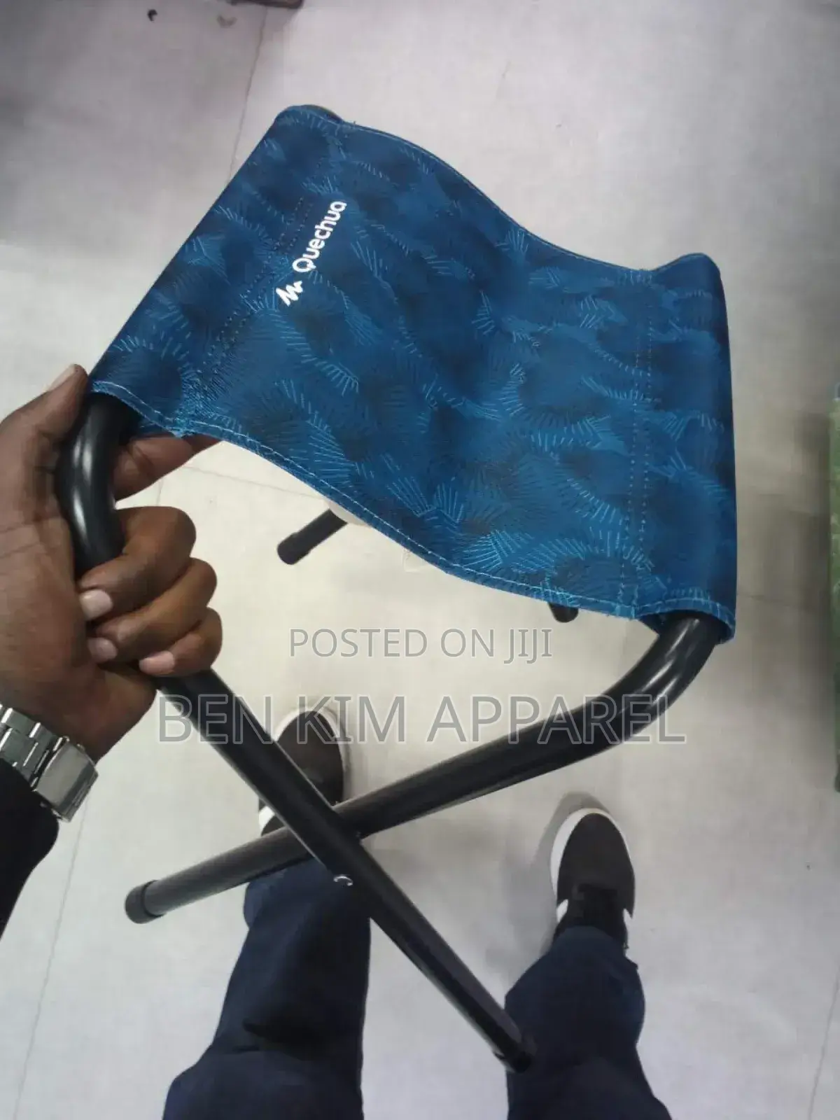 1.6 KGS Rectangular Foldable Portable Stool Steel and Fabric