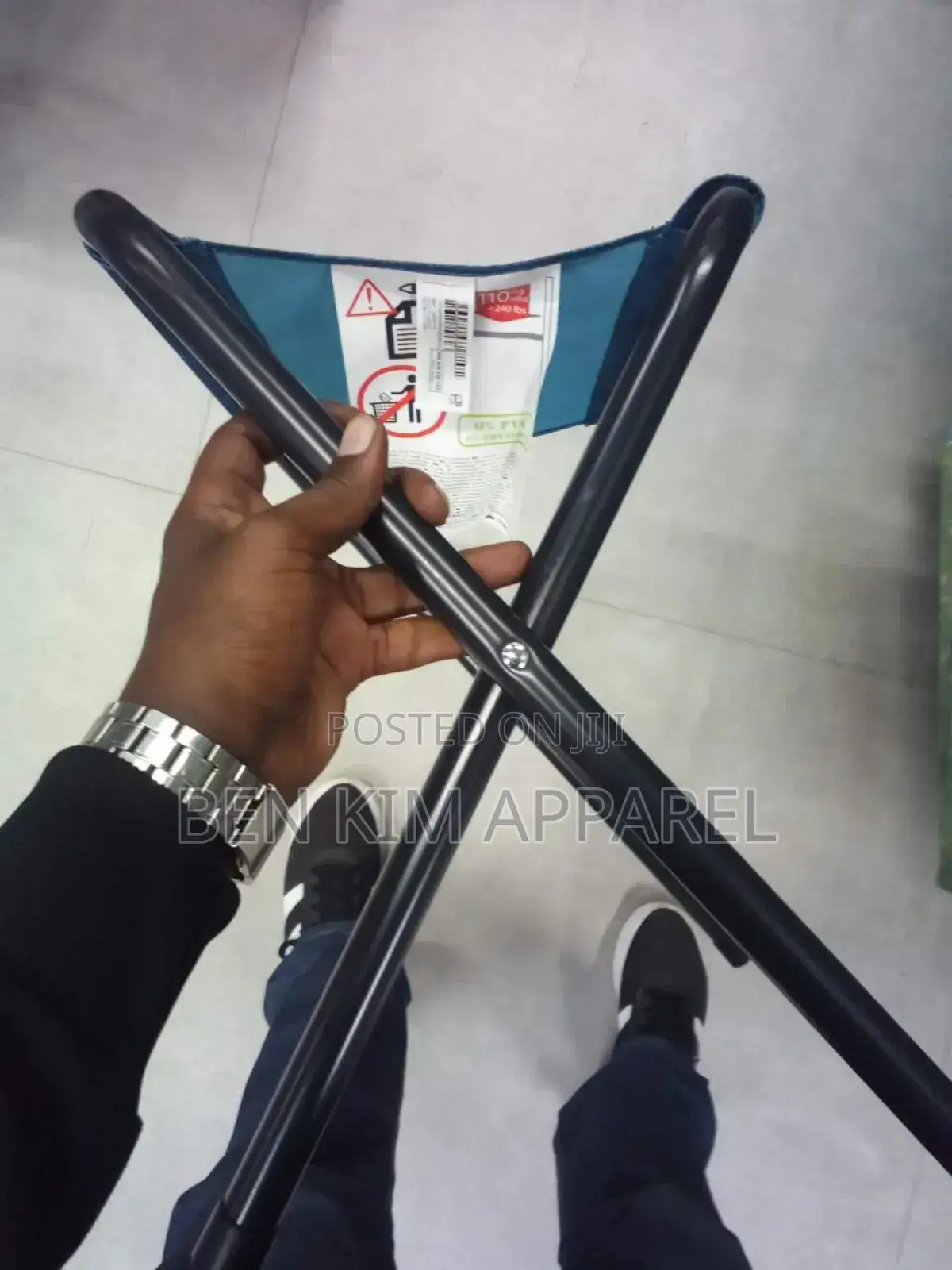 1.6 KGS Rectangular Foldable Portable Stool Steel and Fabric