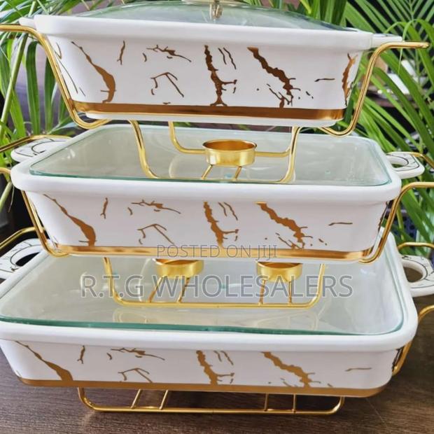 Premium Ceramic Buffet Server Set in Black Gold – 3 Sizes - main view