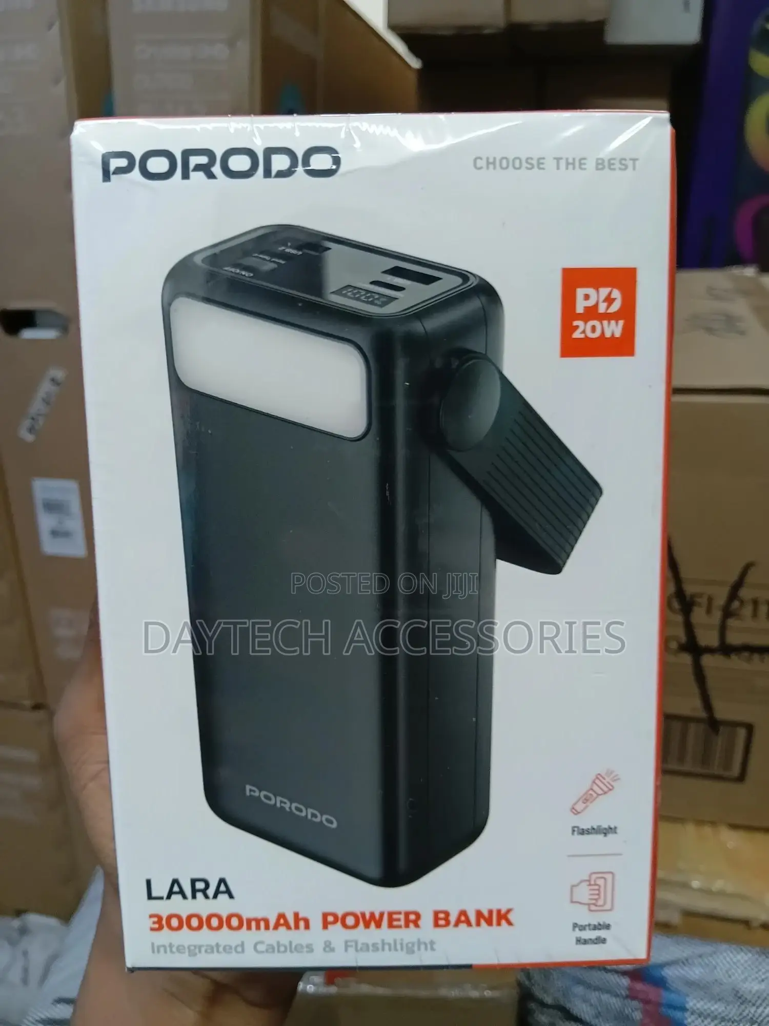 Porodo Lara 30000mah Power Bank With Flashlight Portable Handle.