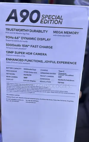 New Itel A90 128 GB Black