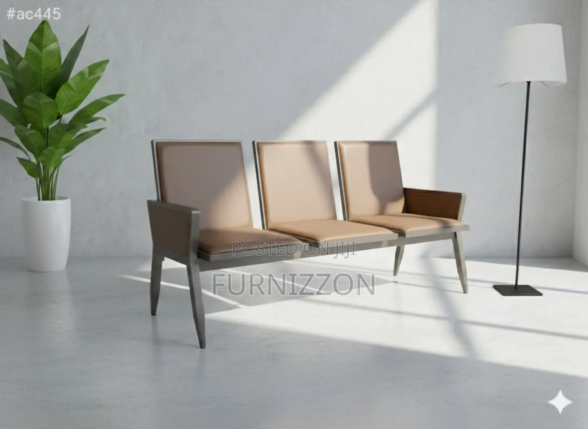 Modern 3 Seater Pu Waiting Chair Brown