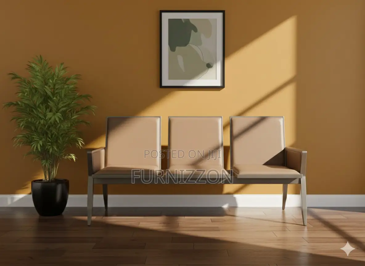 Modern Brown 3 Seater Office Sofa