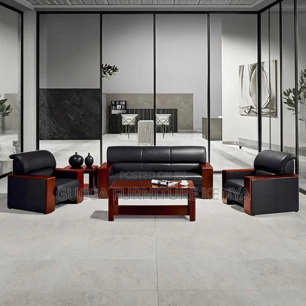 Executive Leather 5-seater Office Reception Sofa