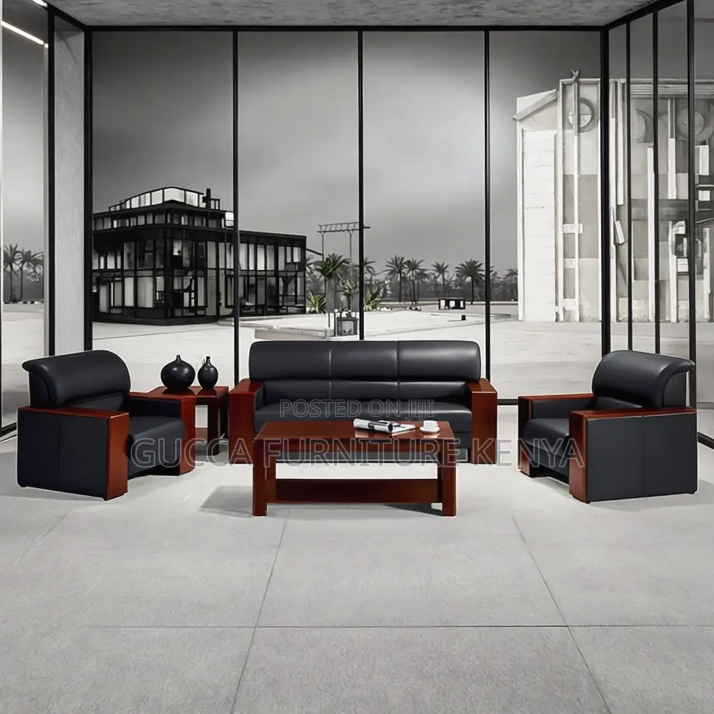 Executive Leather 5-seater Office Reception Sofa