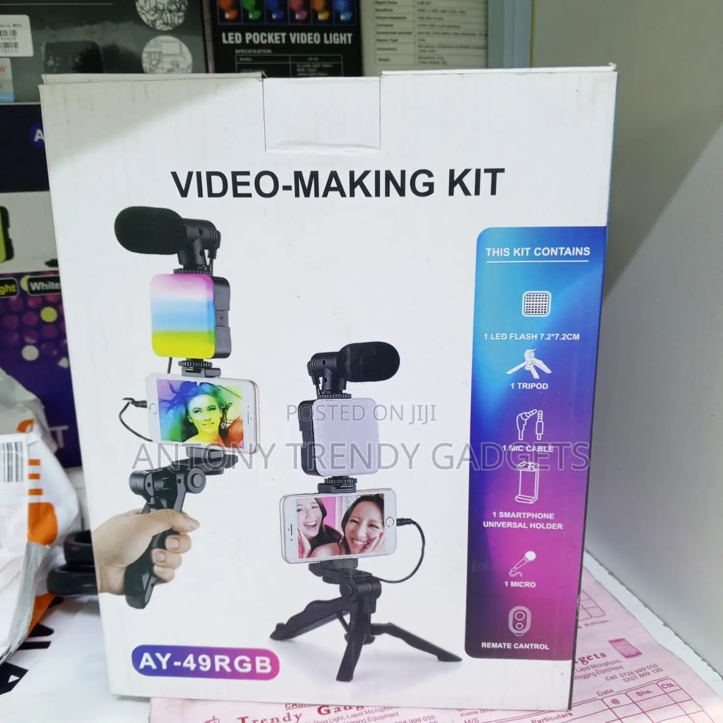Ay-49rgb Smartphone Vlogging Kit With Led & Mic