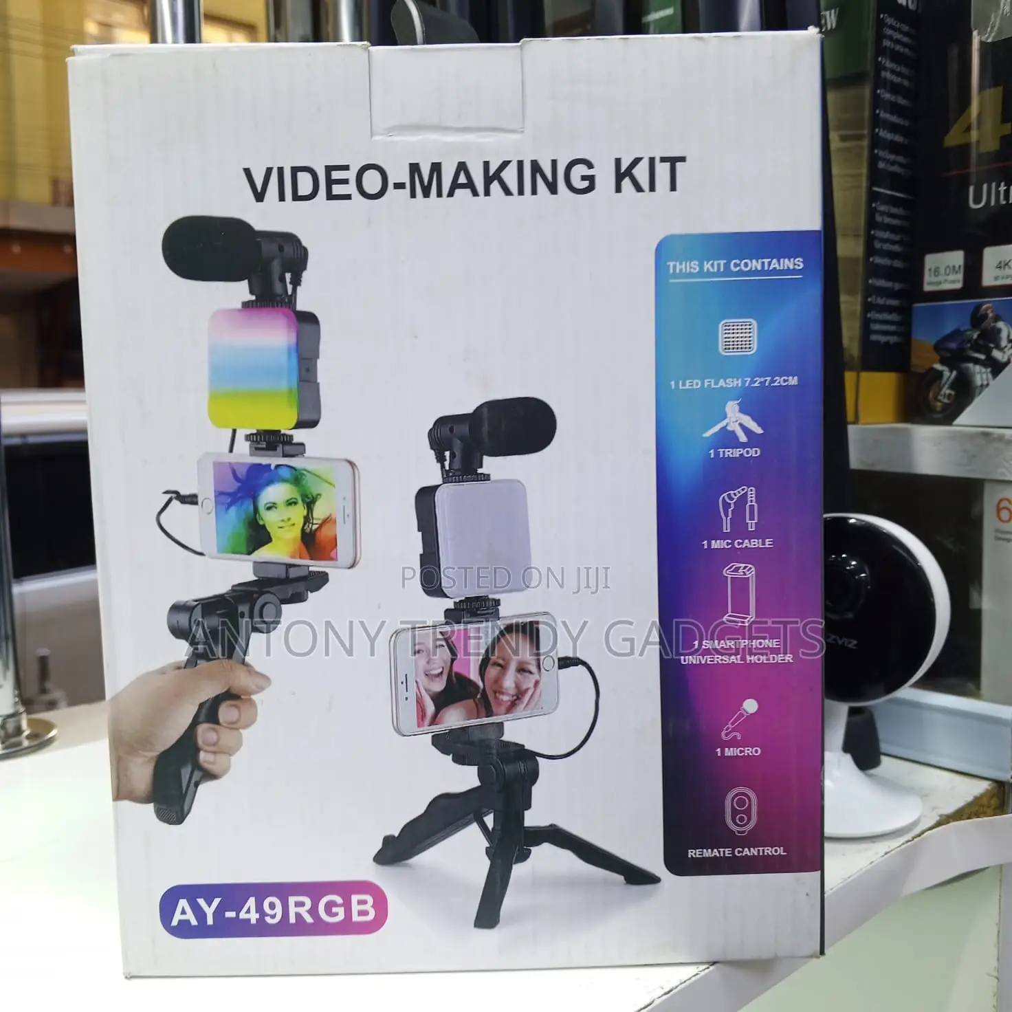 Ay-49rgb Smartphone Vlogging Kit With Led & Mic