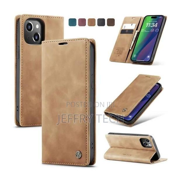 Yasink Caseme Brown Soft Leather Wallet Flip Cover Case for iPhone 15+