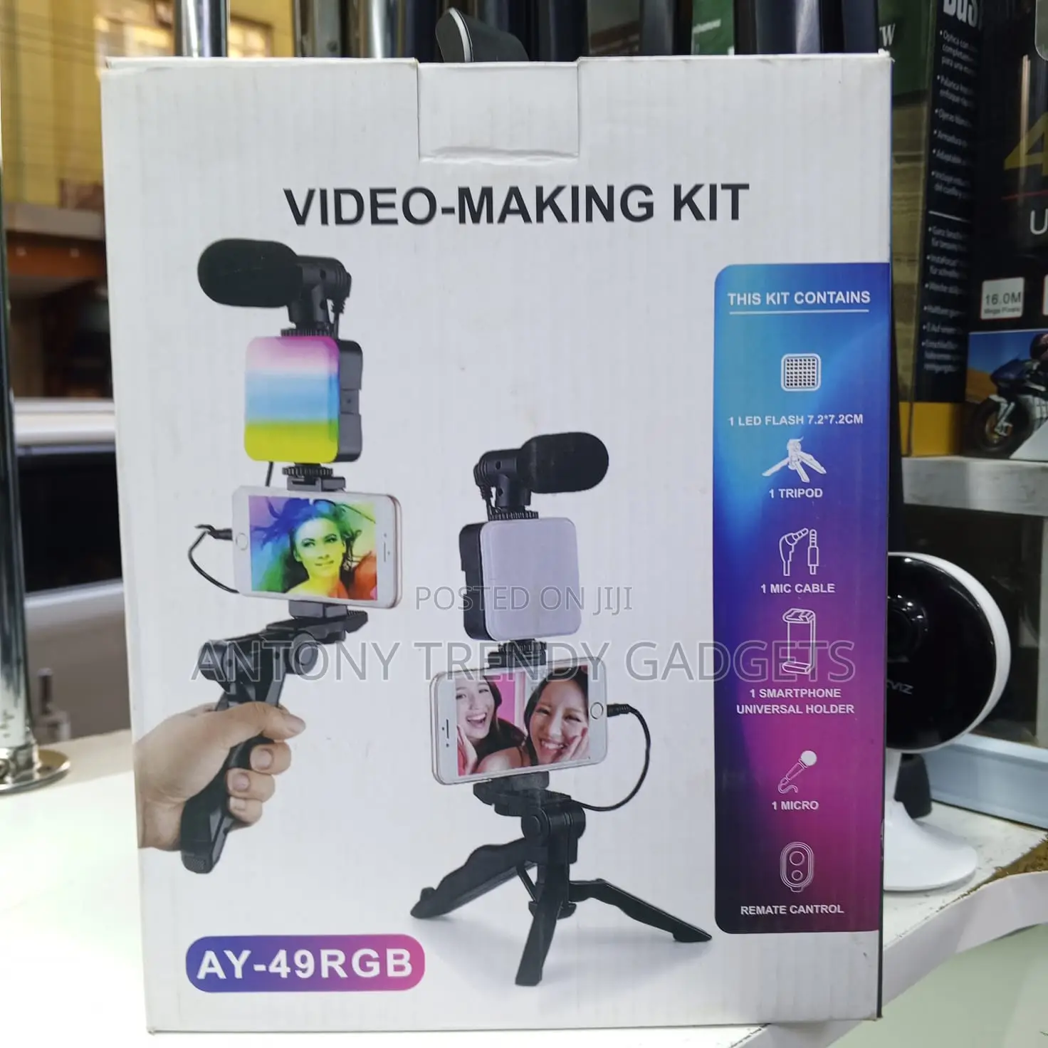 Ay49 Rgb Video Recording Kit Tripod Mic Light Set