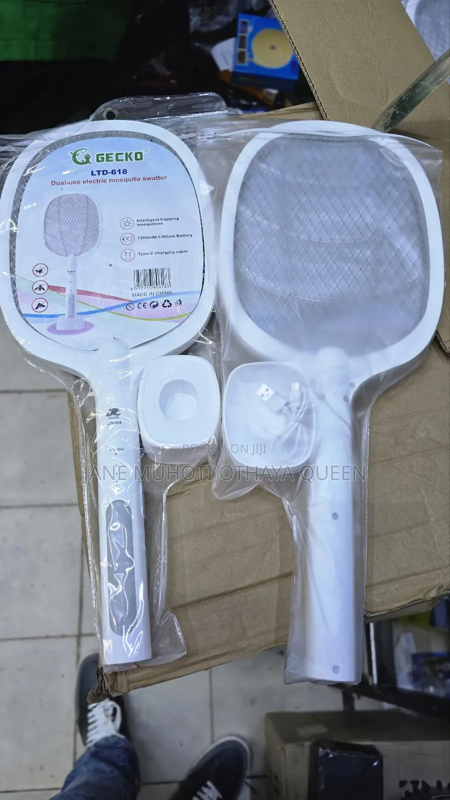 *2in1 Gecko LTD-618 Dual-Use Electric Mosquito Swatter With Base/Stand