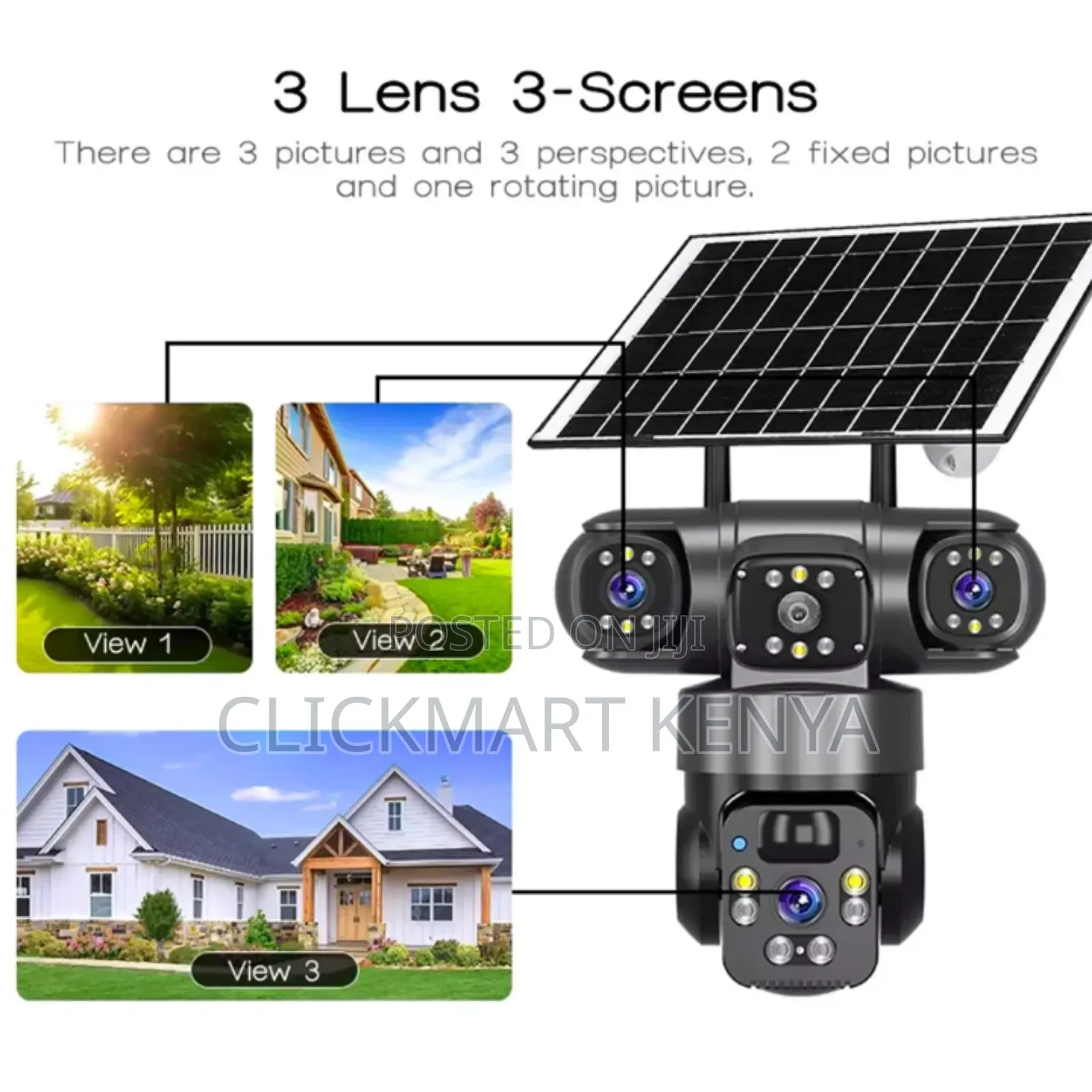 Solar 4g CCTV Camera 3 Lens