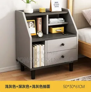 Modern Bedside Table With Drawers Bookshelf Nightstand