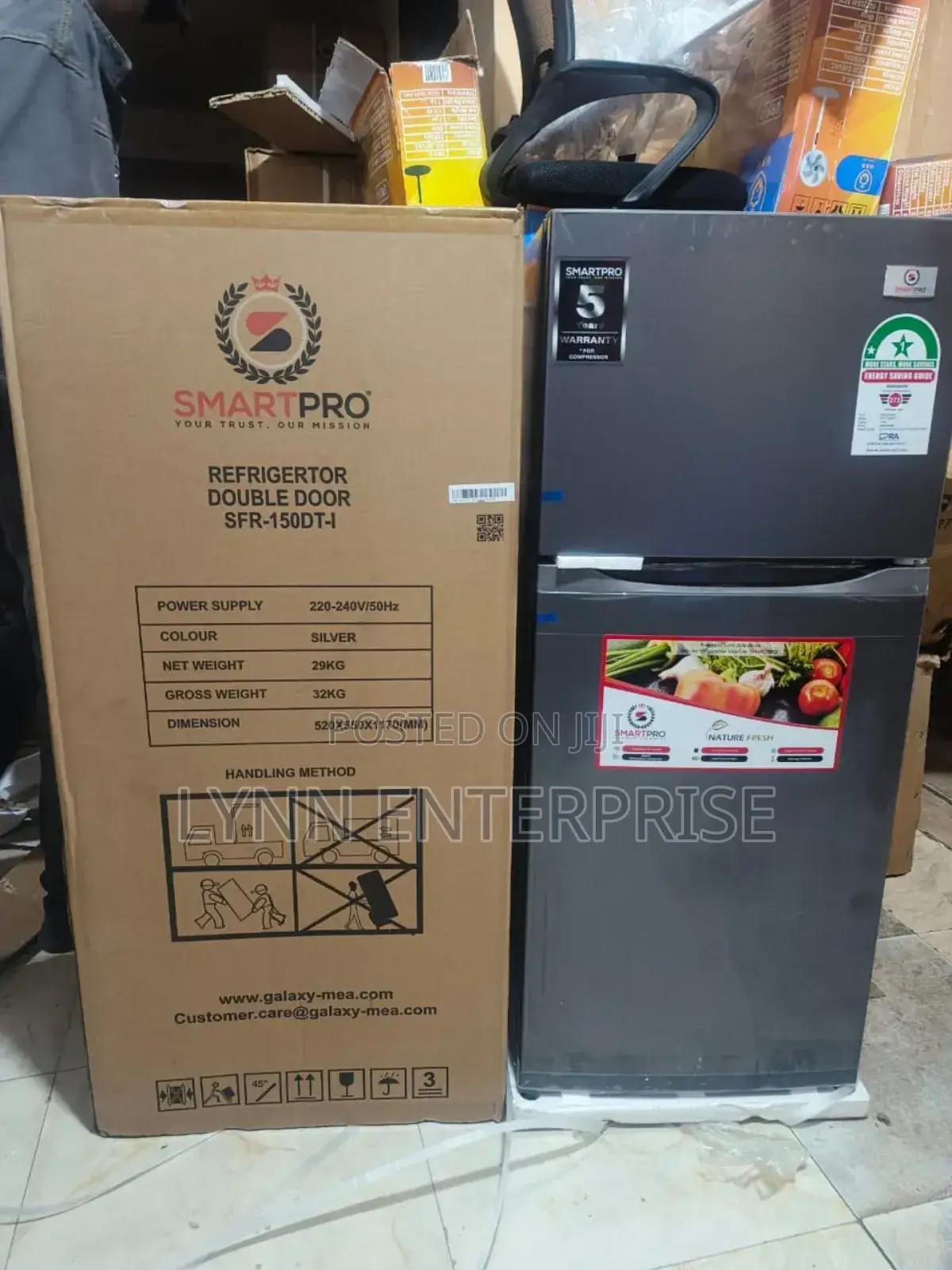 Smart Pro SFR-150-Dt-I Double Door Refrigerator, 121l - Silver
