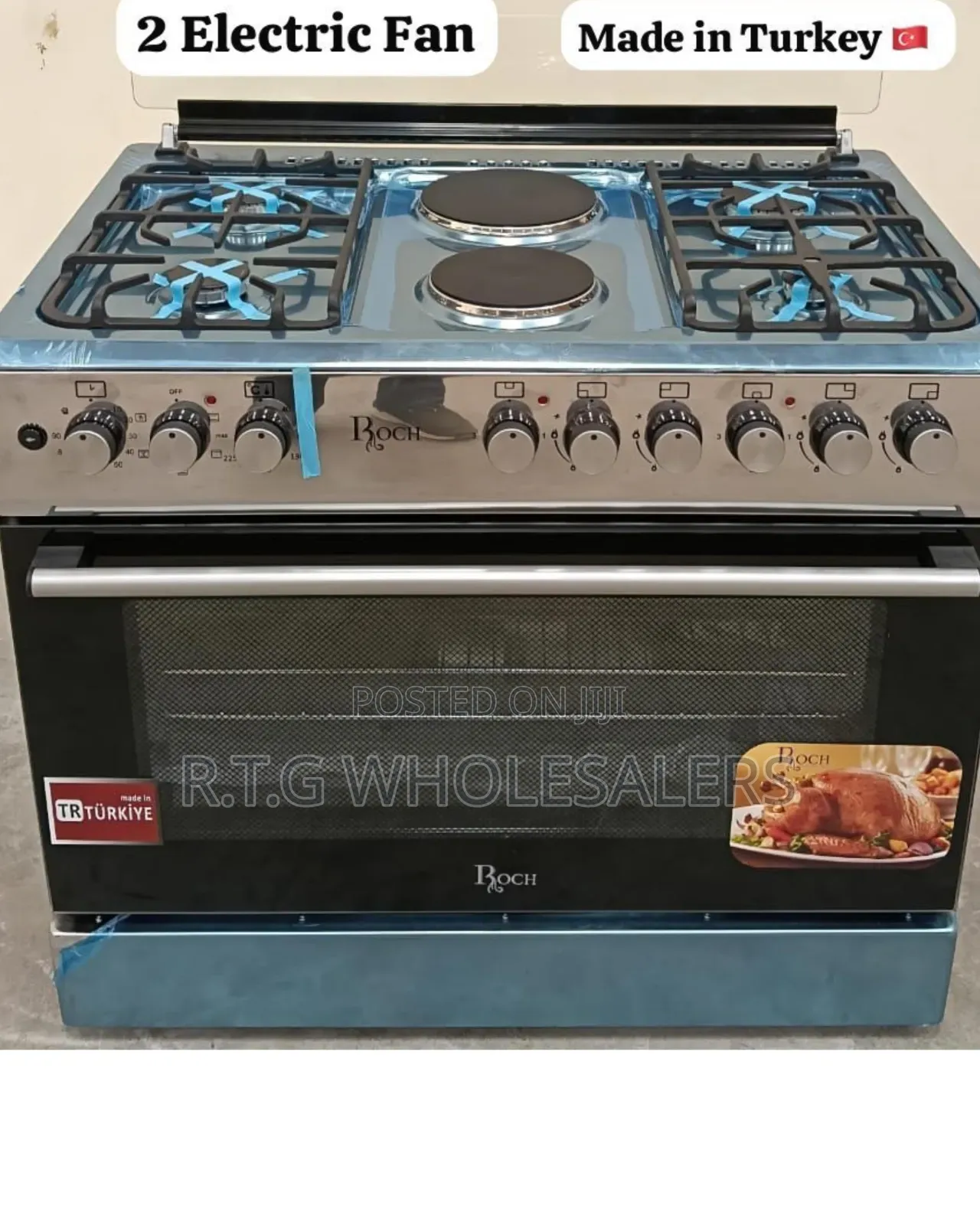 60×90 Roch Freestanding Cooker4+2 Hob Burners Built‐In Electric Oven