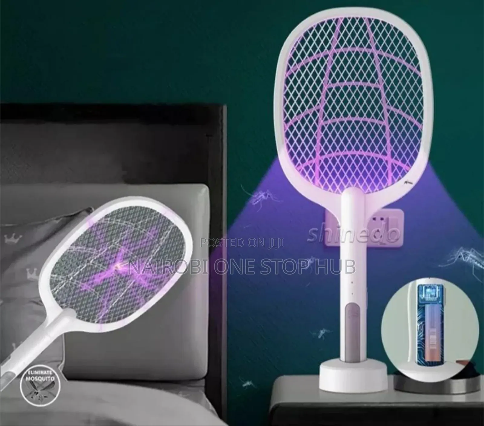 *2in1 Gecko LTD-618 Dual-Use Electric Mosquito Swatter With Base/Stand