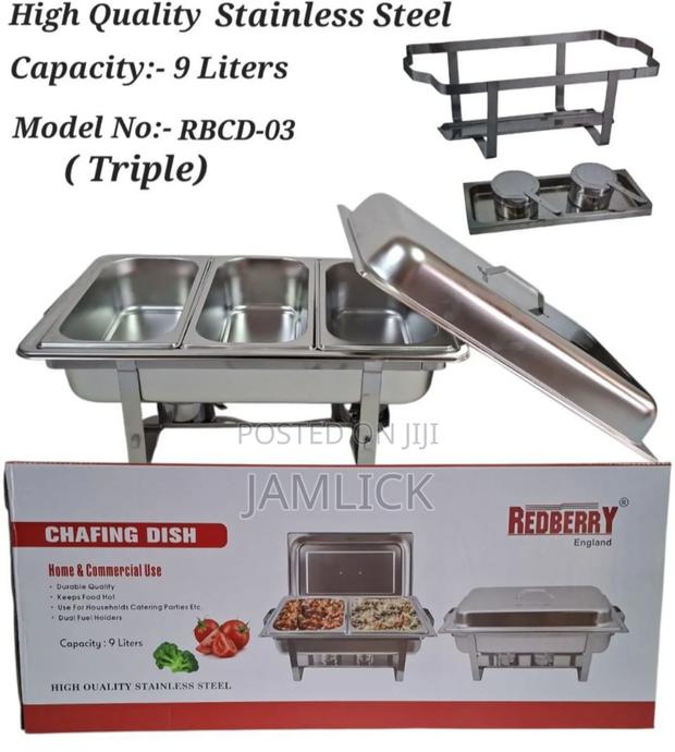 Triple Partition Chafing Dish - Rd - main view