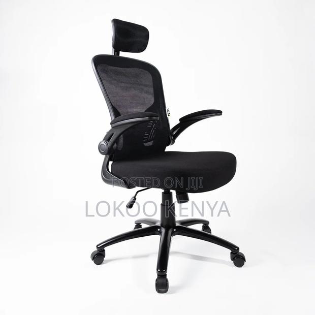 Office Chair ; Flipping Arms Ergonomic Seat - thumbnail 3