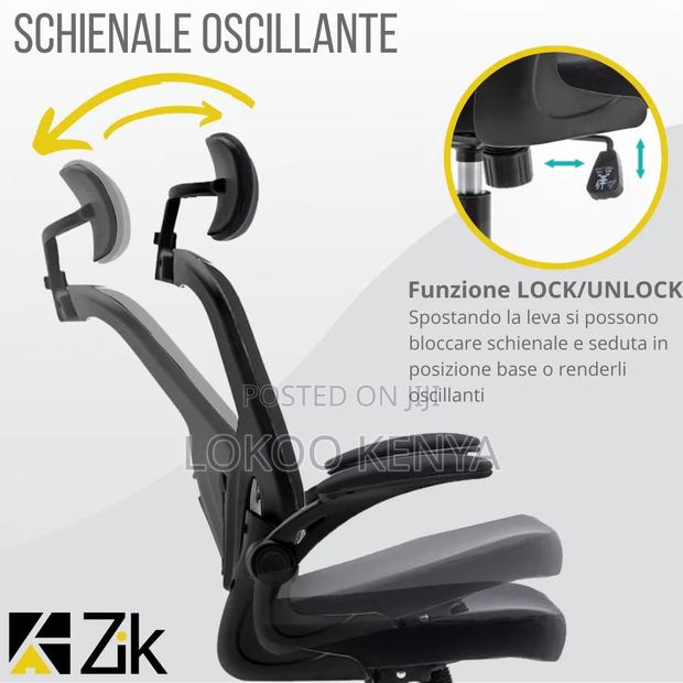 Office Chair ; Flipping Arms Ergonomic Seat - thumbnail 12