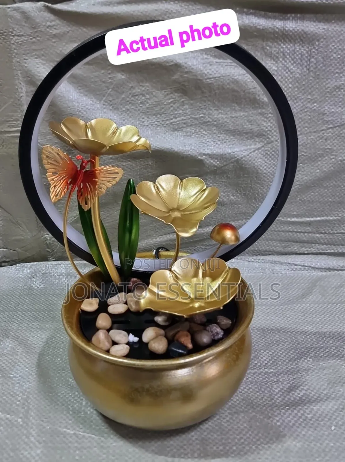 Golden Lotus Led Water Fountain - Tabletop Home Decor Night Light