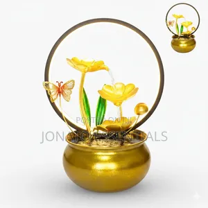 Golden Lotus Led Water Fountain - Tabletop Home Decor Night Light