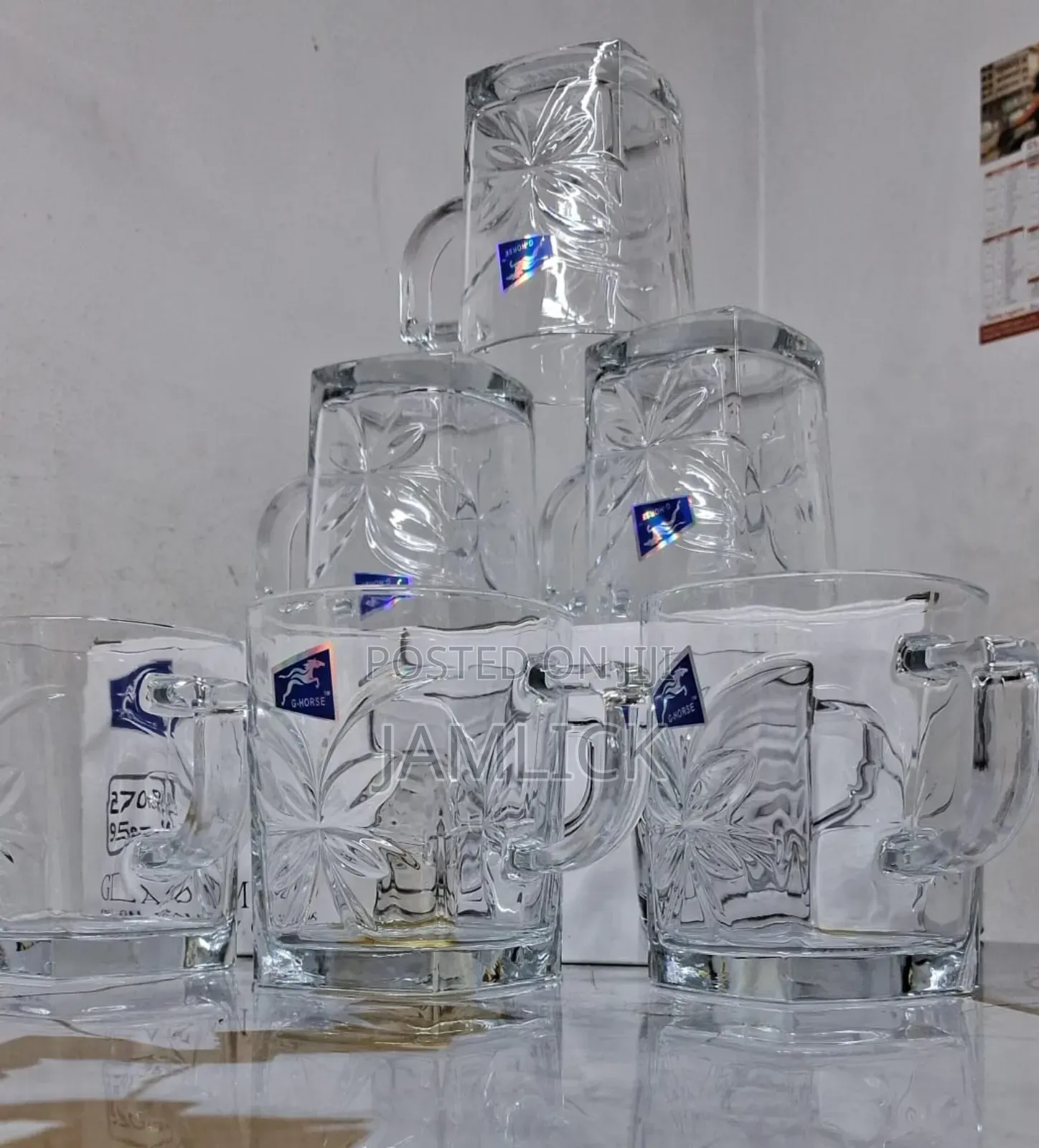 6pcs Set – 270ml High-Quality Glass Mugs - Pt