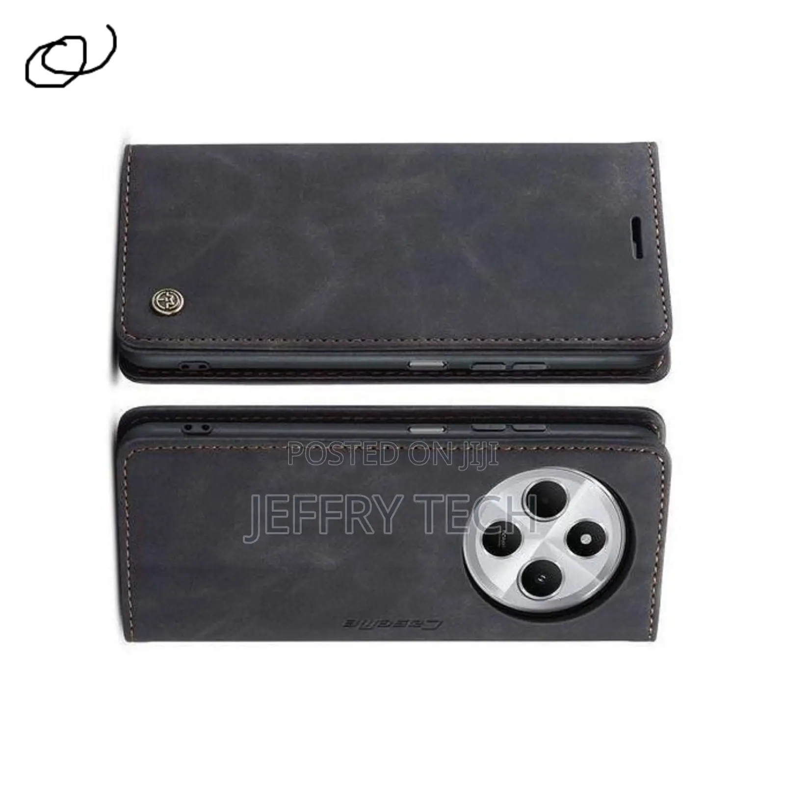 Liwall Caseme Black Wallet Leather Flip Case for Xiaomi Redmi 14c