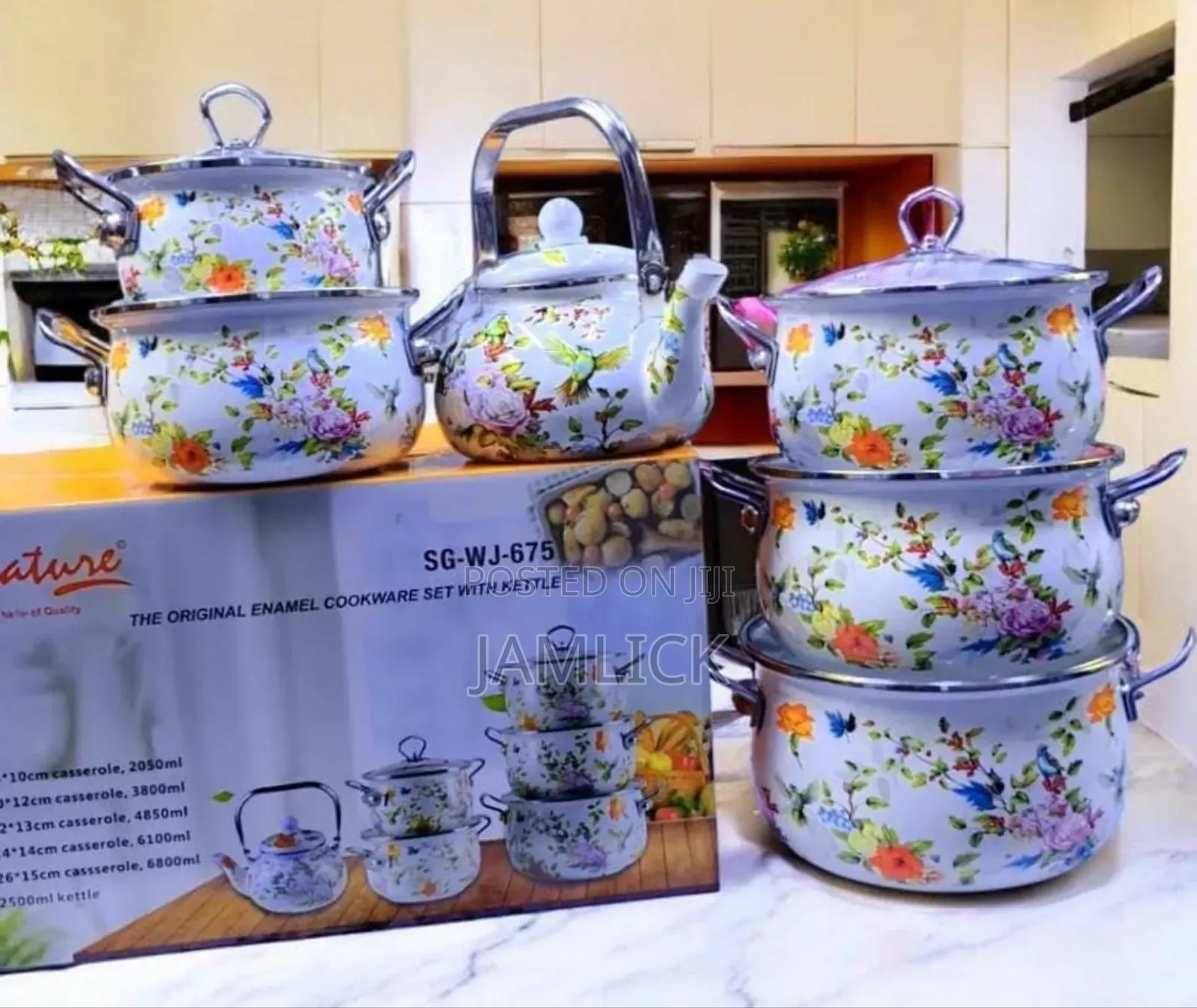 11pcs Signature Enamel Cookware Set With Kettle - Lm