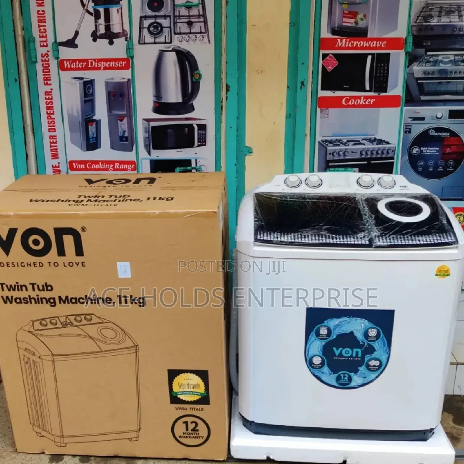 Von 11kgs Washing Machine, Twin Tub Air Dry - Top Load