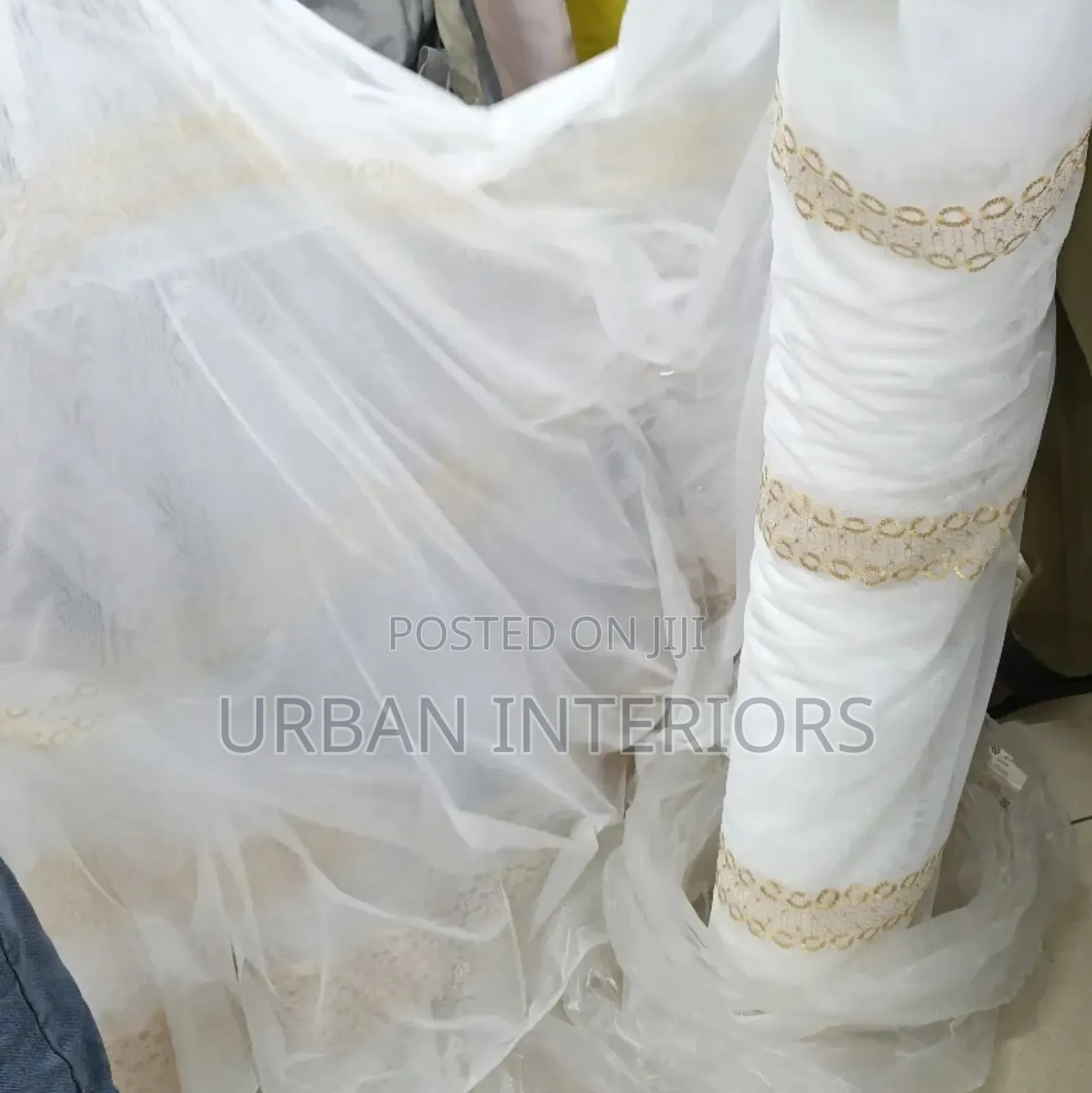 White Sheers White Sheers With Gold Prints