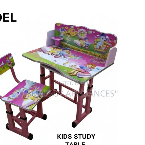Adjustable Pink Study Desk for Kids – Ergonomic School Table - main view