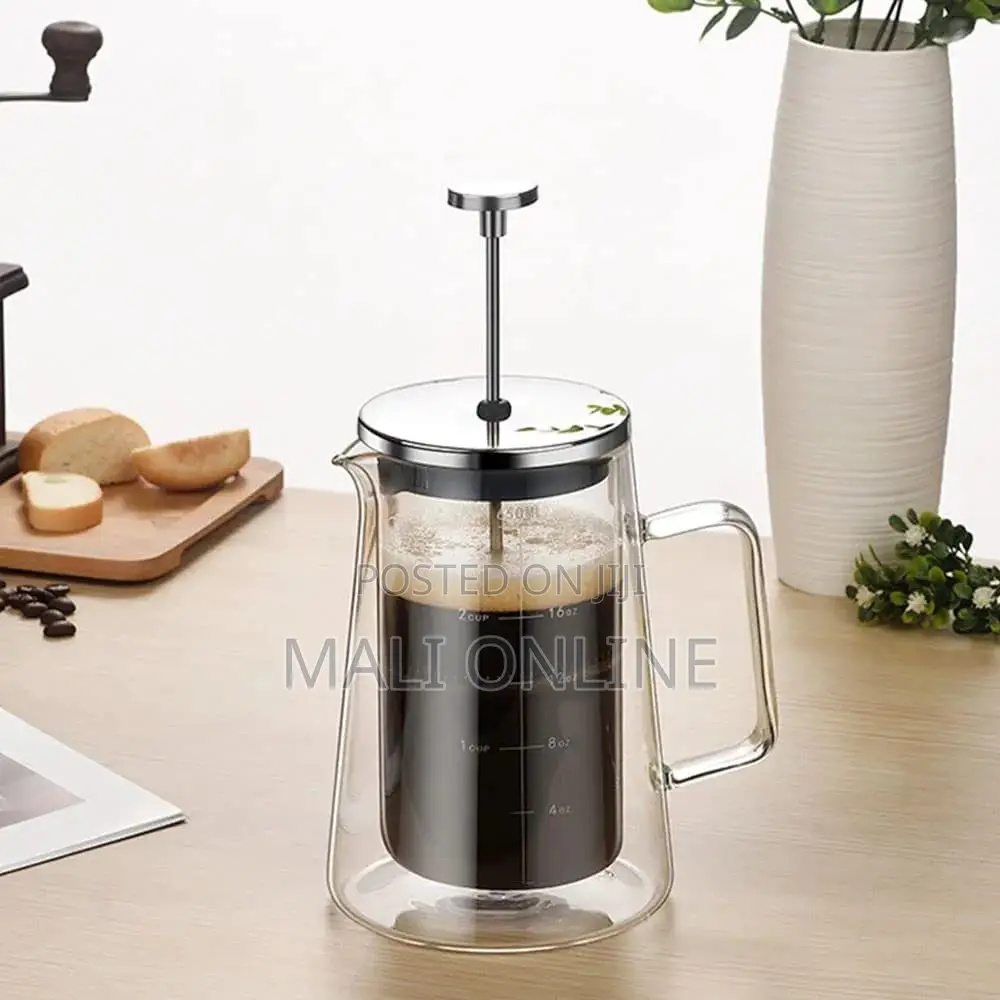 Glass French Press Coffee Maker 650ml Double Wall Borosilicate Pot