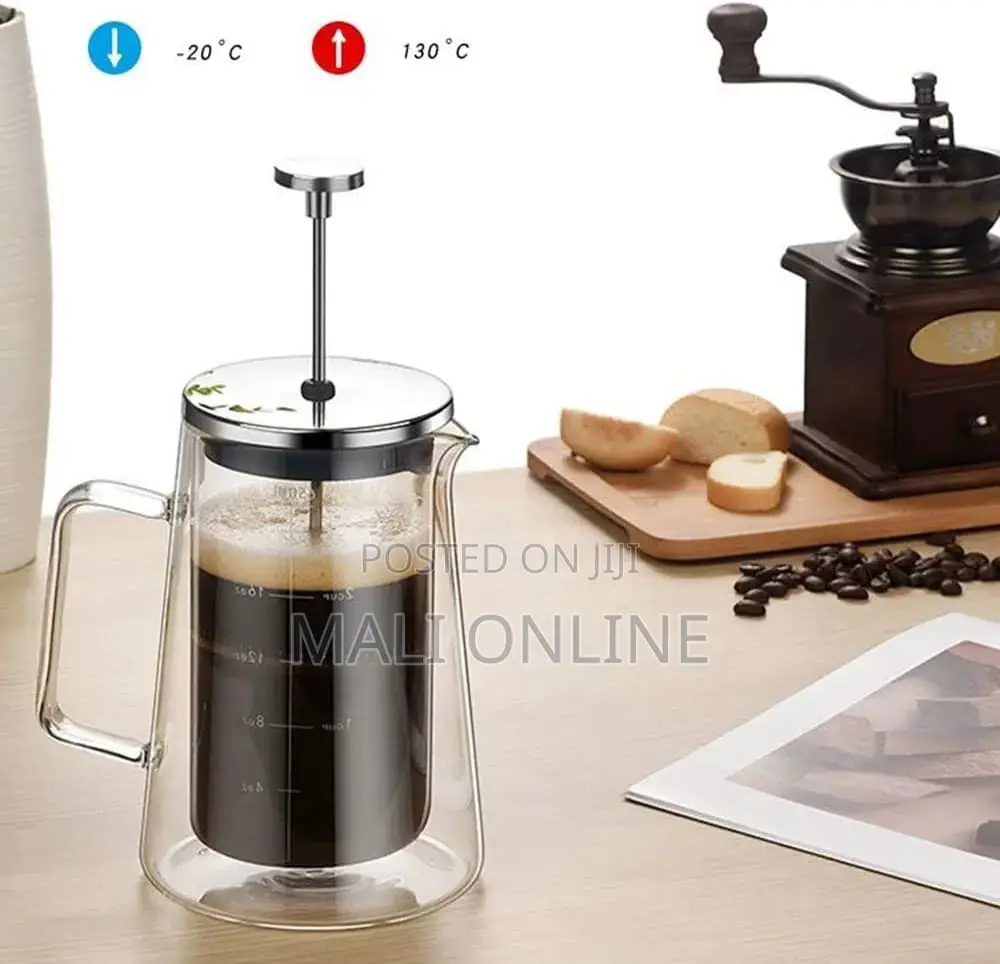 Glass French Press Coffee Maker 650ml Double Wall Borosilicate Pot