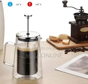 Glass French Press Coffee Maker 650ml Double Wall Borosilicate Pot