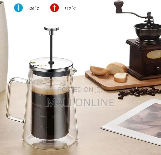 Glass French Press Coffee Maker 650ml Double Wall Borosilicate Pot - thumbnail 2