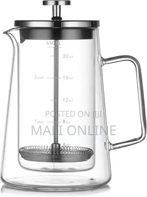 Glass French Press Coffee Maker 650ml Double Wall Borosilicate Pot