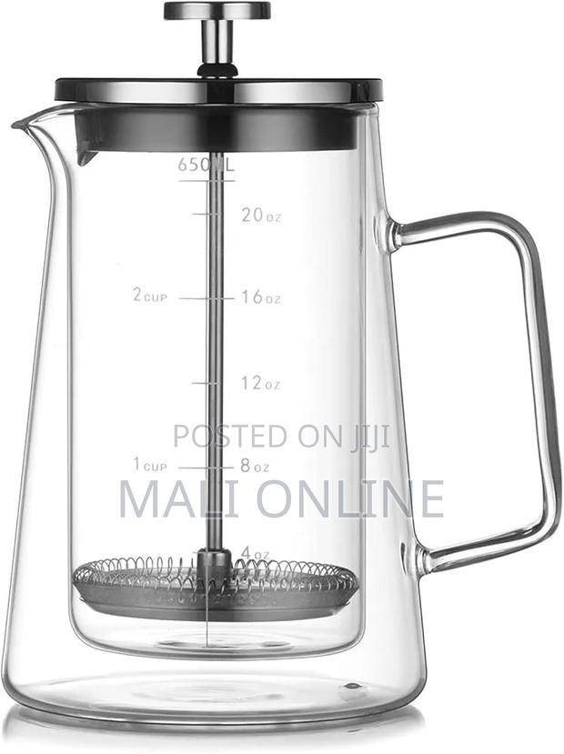 Glass French Press Coffee Maker 650ml Double Wall Borosilicate Pot - thumbnail 3