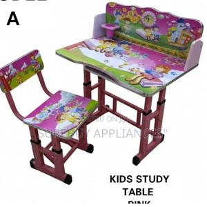 Pink Kids Study Table With Book Storage – Child Learning Desk - thumbnail 2