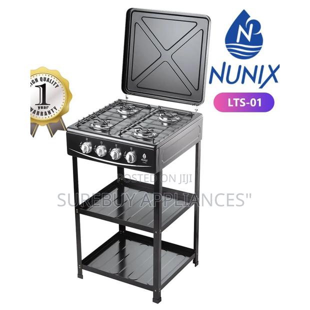 Nunix Full Gas Standing Cooker With Built‐In Shelf Storage